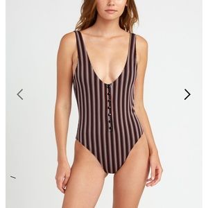 RVCA Bandit Striped Cheeky One Piece
